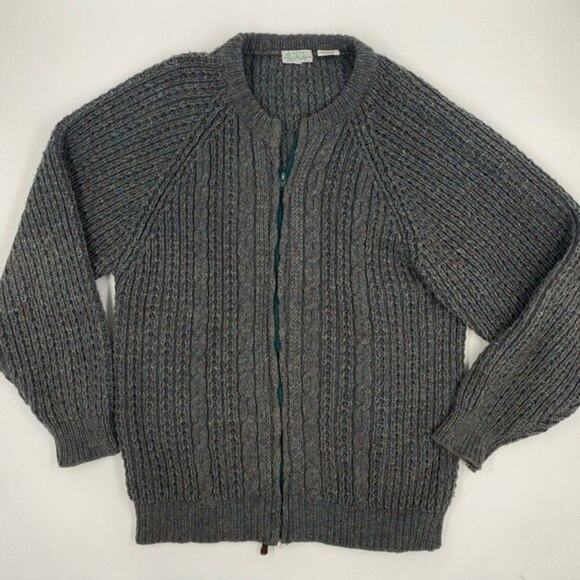 Blarney Woolen Mills Men’s Zip Front Cardigan Vintage Wool Silk Large grandpa - Picture 2 of 6